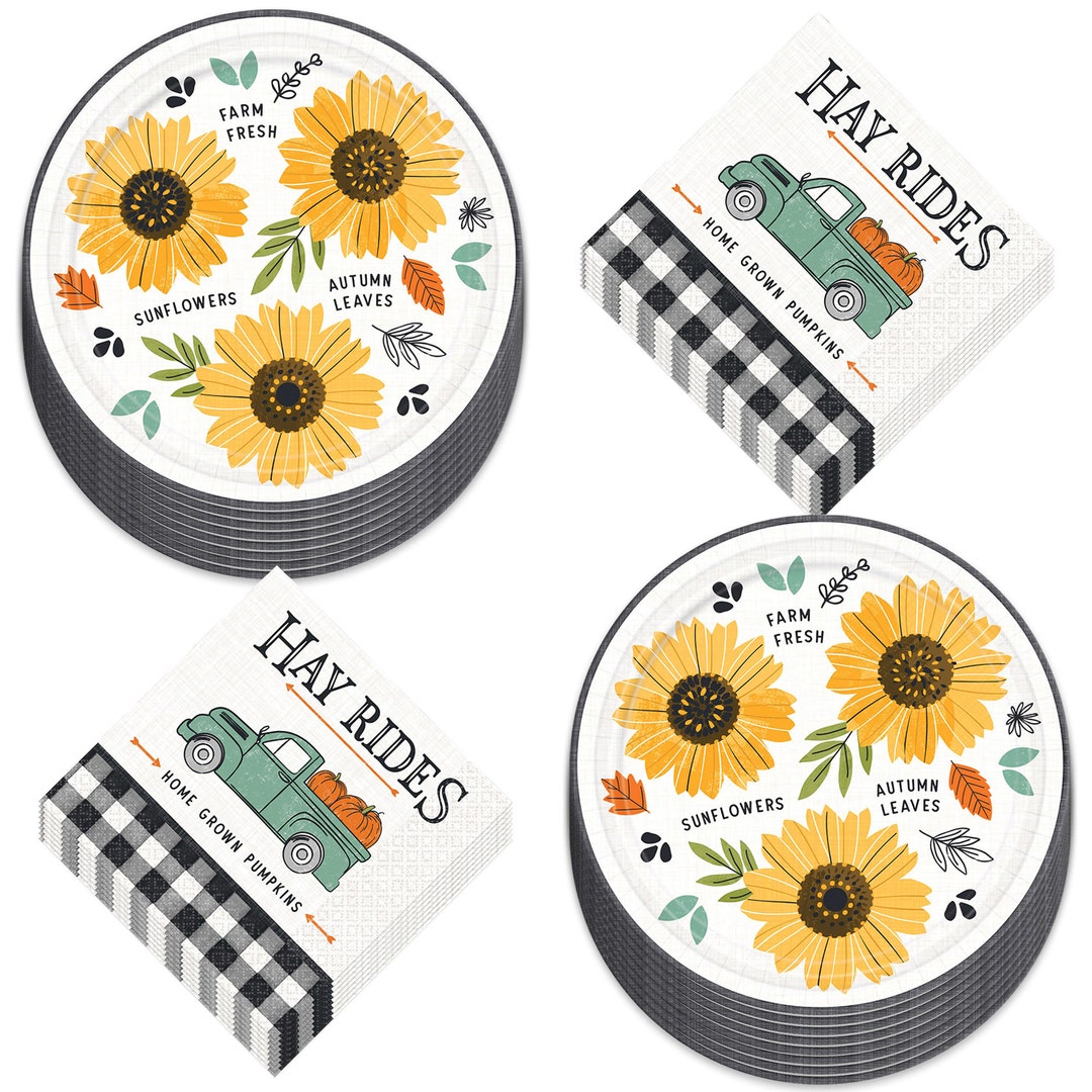 Black and White Buffalo Plaid Sunflower & Vintage Truck Fall Harvest