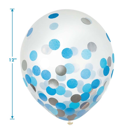 Latex Confetti Balloons Clear Balloon Decorations With Blue and Metallic  Silver Dot Confetti, 12 Size 12 Count -  Canada