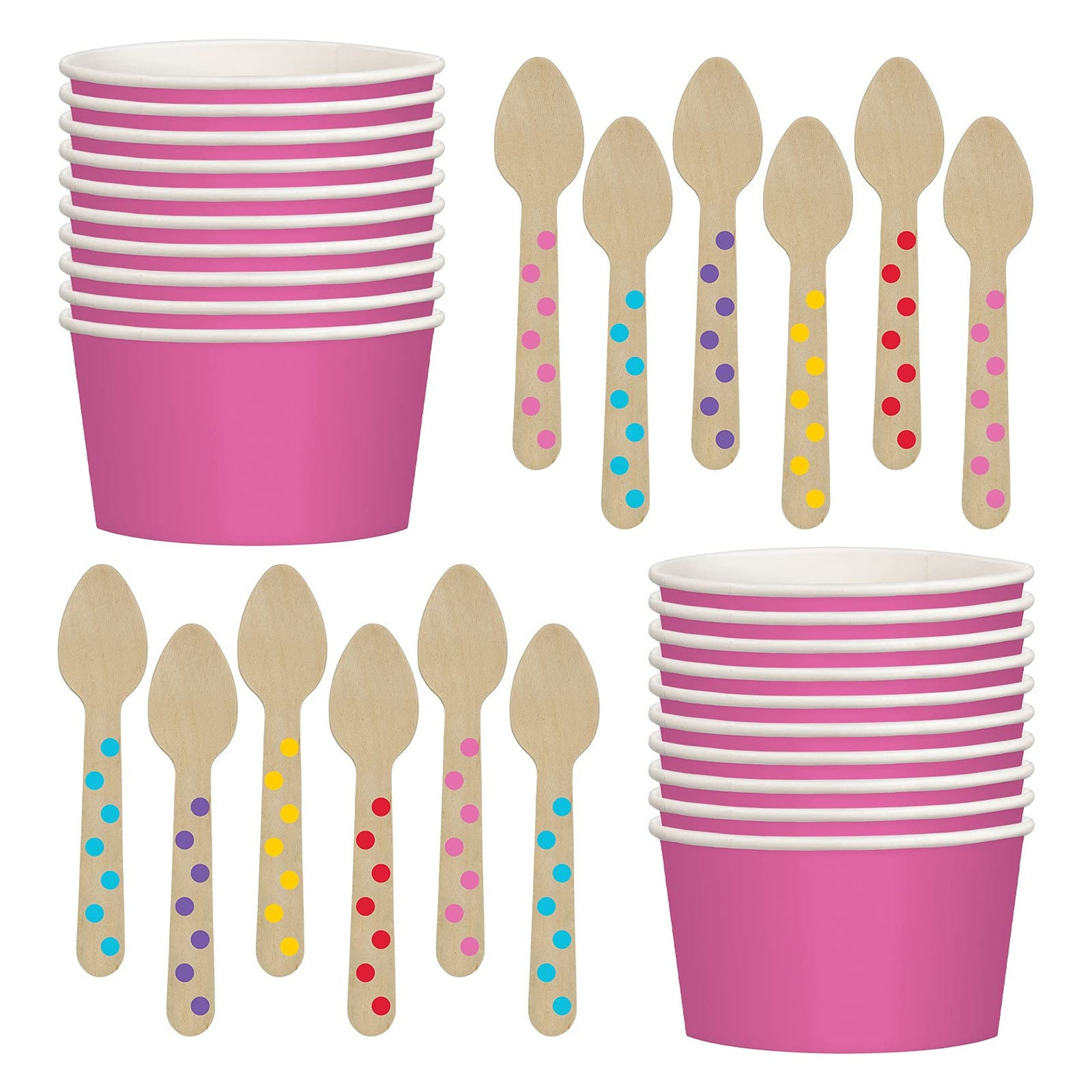 Bright Pink Ice Cream Treat Cups & Mini Wooden Polka Dot Etsy