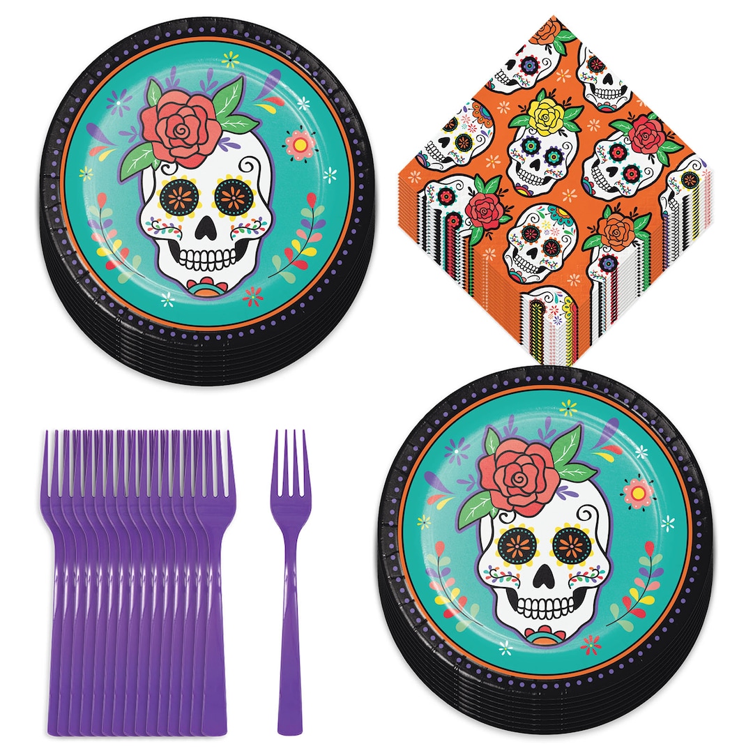 Halloween Party Day of the Dead Dia De Muertos Paper Dinner Plates ...