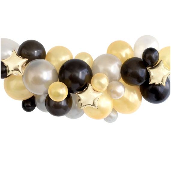 Zorpia Black Gold Balloons Garland Kit - 111 Pieces With Confetti, Marble Balloons, Strip & Dots For Birthday Party Decor - View #2