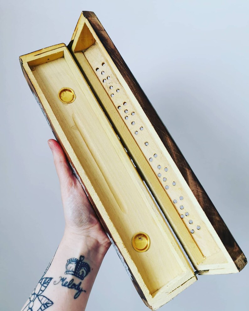 Wooden Incense Burner Storage Box. Holds Both Sticks and Cones Etsy