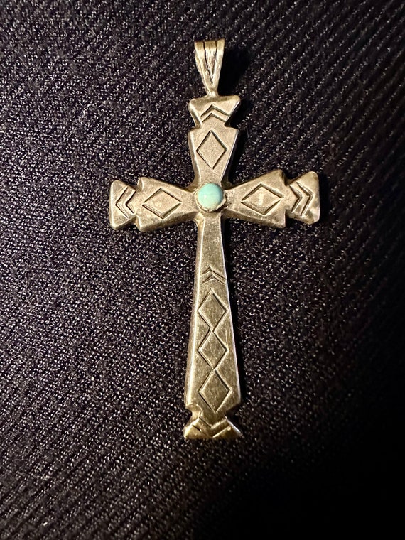 Sterling Silver/Turquoise Cross - image 3