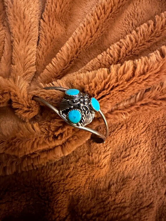 Turquoise Sterling Cuff Bracelet - image 8