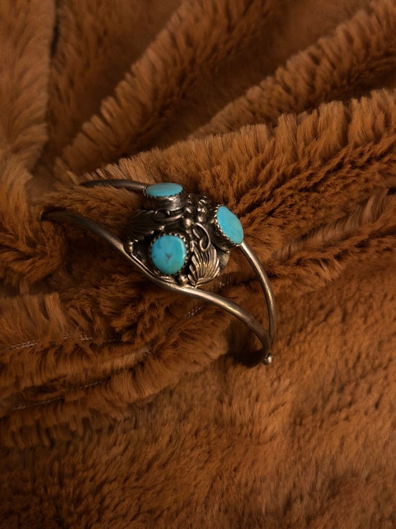 Turquoise Sterling Cuff Bracelet - image 9