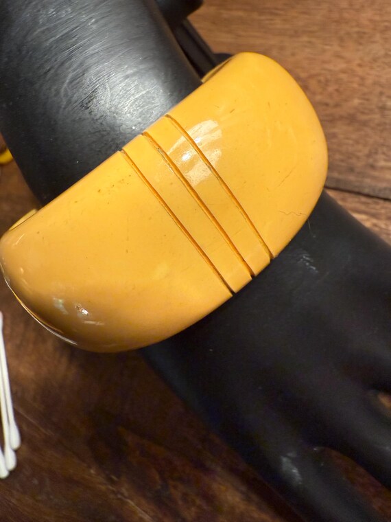 Egg Yolk Bangle Bracelet: Wide Plastic Cuff - image 2