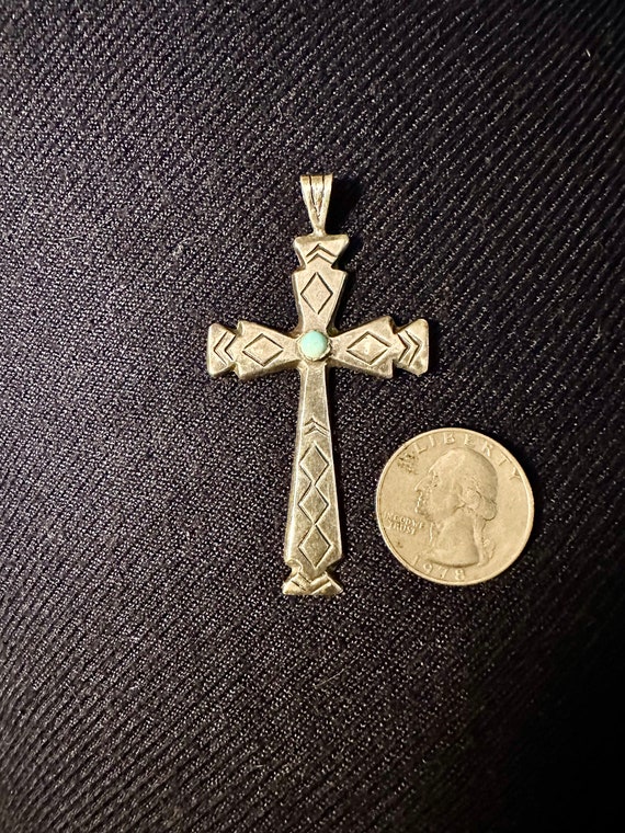 Sterling Silver/Turquoise Cross - image 4