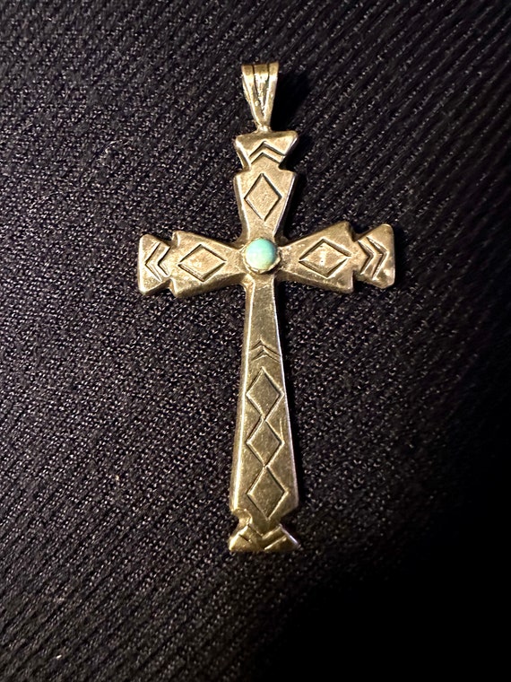 Sterling Silver/Turquoise Cross - image 1