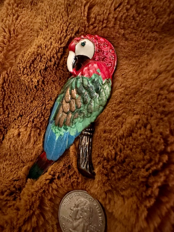 Metal Parrot Brooch - image 1