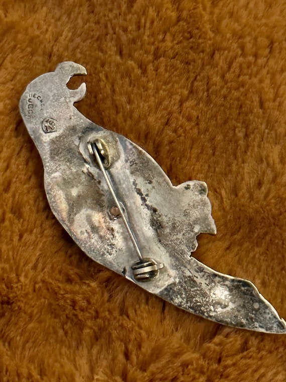 Mexican Sterling Silver Parrot Brooch - image 7