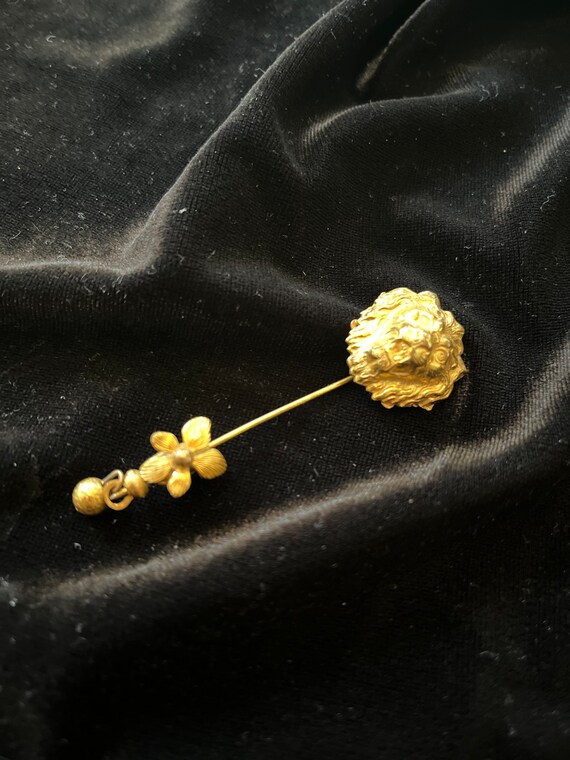 Miriam Haskell Gold Tone Stick Hat Pin - image 1