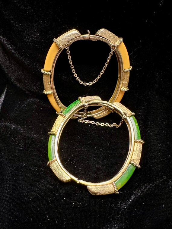 Vintage Bakelite Bracelets: Butterscotch & Spinac… - image 2