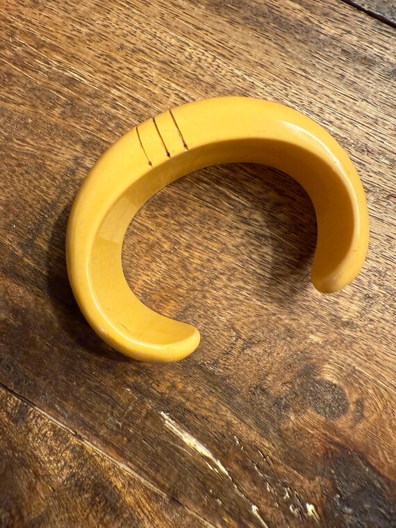 Egg Yolk Bangle Bracelet: Wide Plastic Cuff - image 4