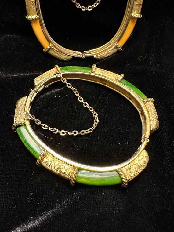 Vintage Bakelite Bracelets: Butterscotch & Spinac… - image 3