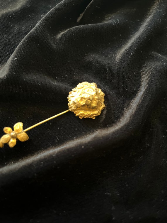 Miriam Haskell Gold Tone Stick Hat Pin - image 3