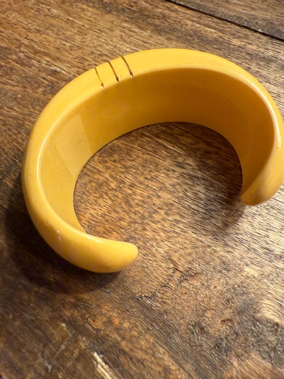 Egg Yolk Bangle Bracelet: Wide Plastic Cuff - image 5