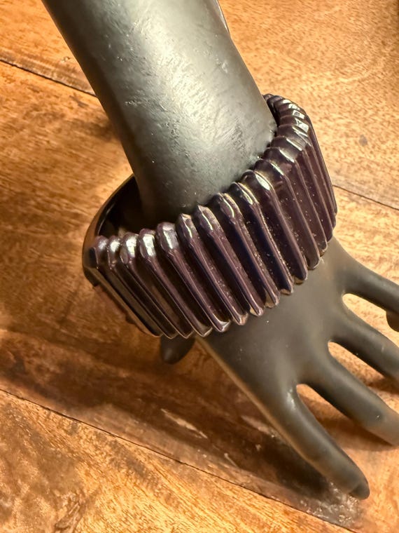 Ebony Black Plastic Bangle Bracelet: Runway Style - image 5