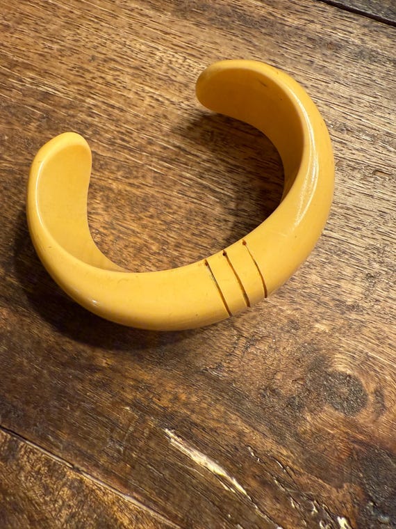 Egg Yolk Bangle Bracelet: Wide Plastic Cuff - image 3