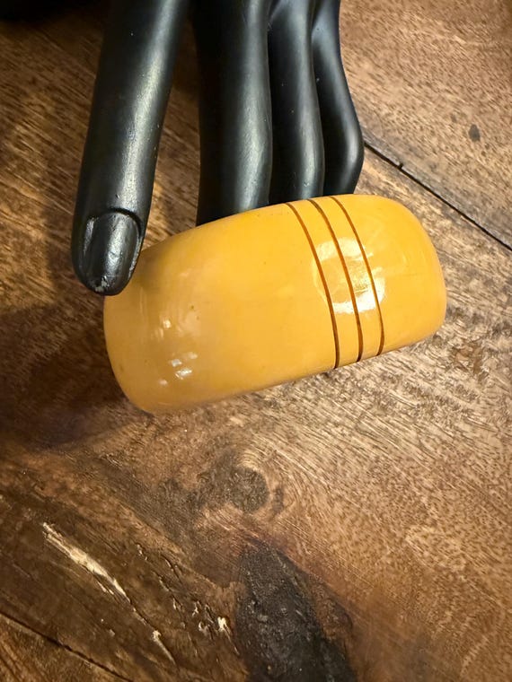 Egg Yolk Bangle Bracelet: Wide Plastic Cuff - image 8
