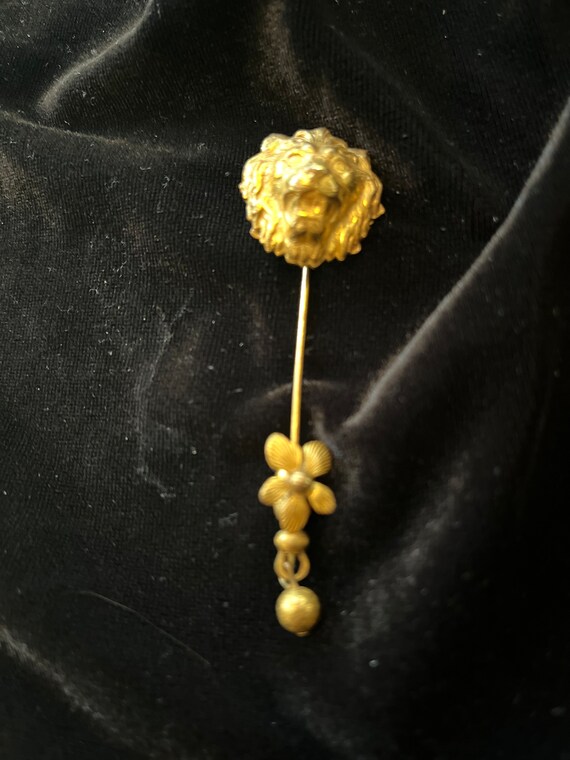 Miriam Haskell Gold Tone Stick Hat Pin - image 8