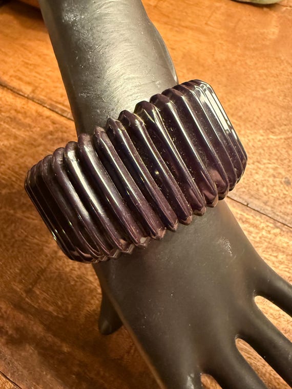 Ebony Black Plastic Bangle Bracelet: Runway Style - image 1