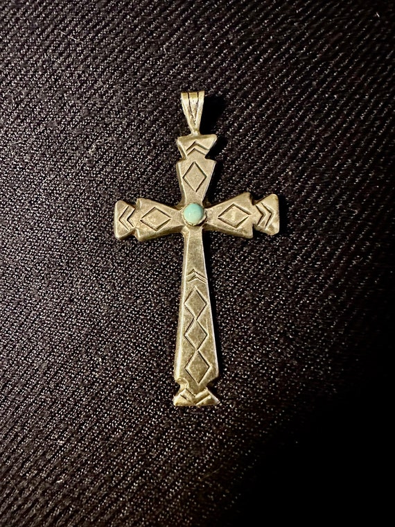 Sterling Silver/Turquoise Cross - image 2