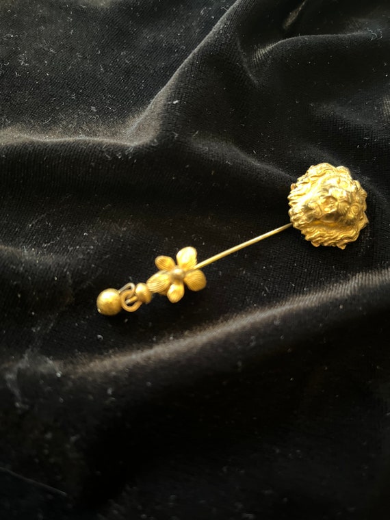 Miriam Haskell Gold Tone Stick Hat Pin - image 2