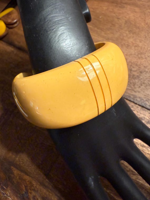 Egg Yolk Bangle Bracelet: Wide Plastic Cuff - image 1