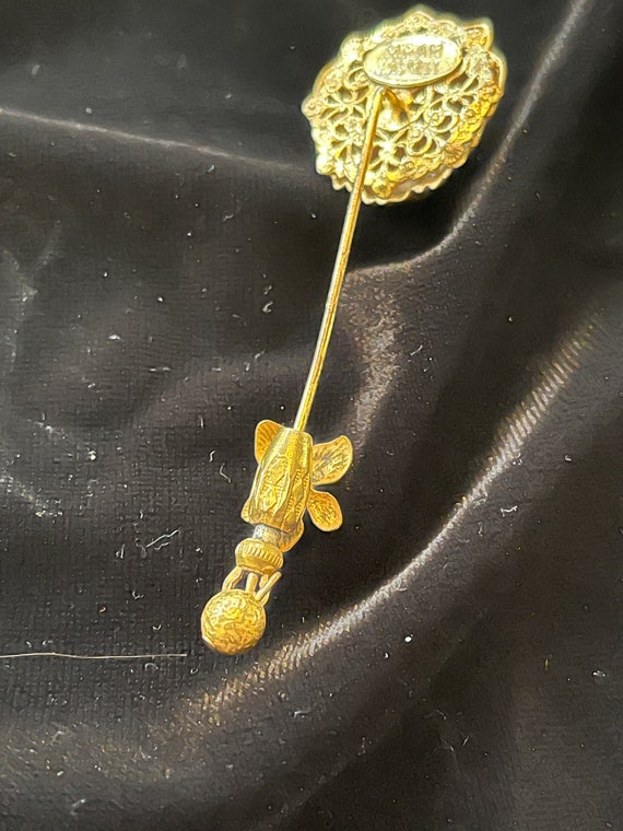 Miriam Haskell Gold Tone Stick Hat Pin - image 6