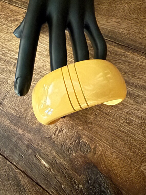 Egg Yolk Bangle Bracelet: Wide Plastic Cuff - image 7