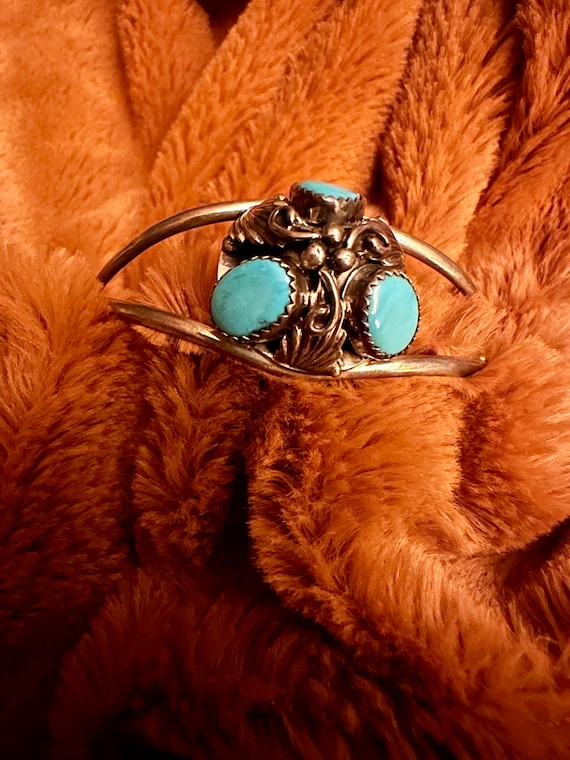 Turquoise Sterling Cuff Bracelet - image 1