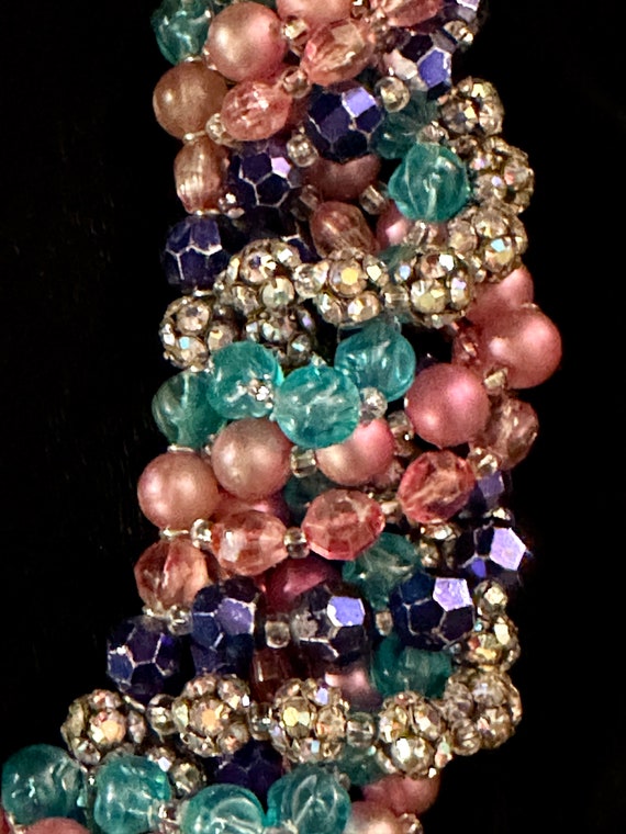 Vintage Multi-Strand Glass Bead Statement Necklac… - image 6