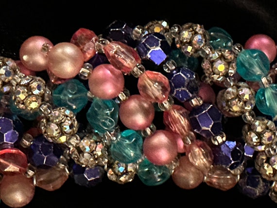 Vintage Multi-Strand Glass Bead Statement Necklac… - image 7