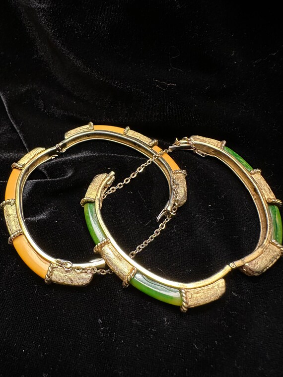 Vintage Bakelite Bracelets: Butterscotch & Spinac… - image 7