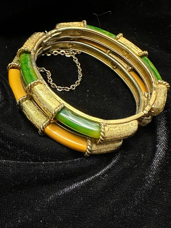 Vintage Bakelite Bracelets: Butterscotch & Spinac… - image 10