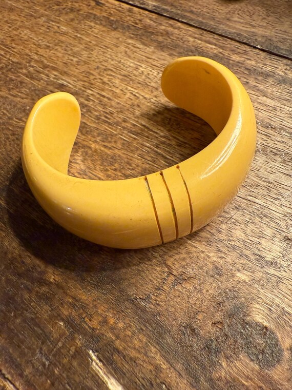 Egg Yolk Bangle Bracelet: Wide Plastic Cuff - image 6