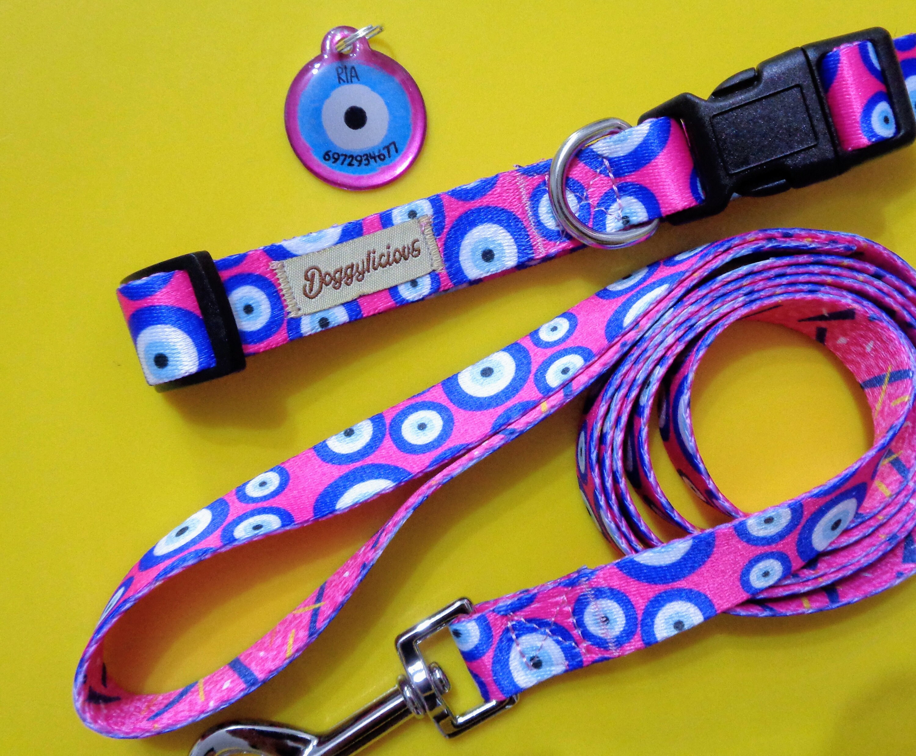 Dog Collar Evil Eye Dog Collar pink collar Matching leash Etsy