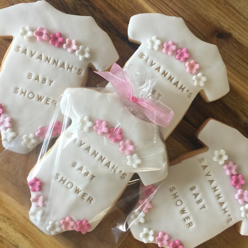 10 personalised baby shower biscuits babygro shaped iced Etsy