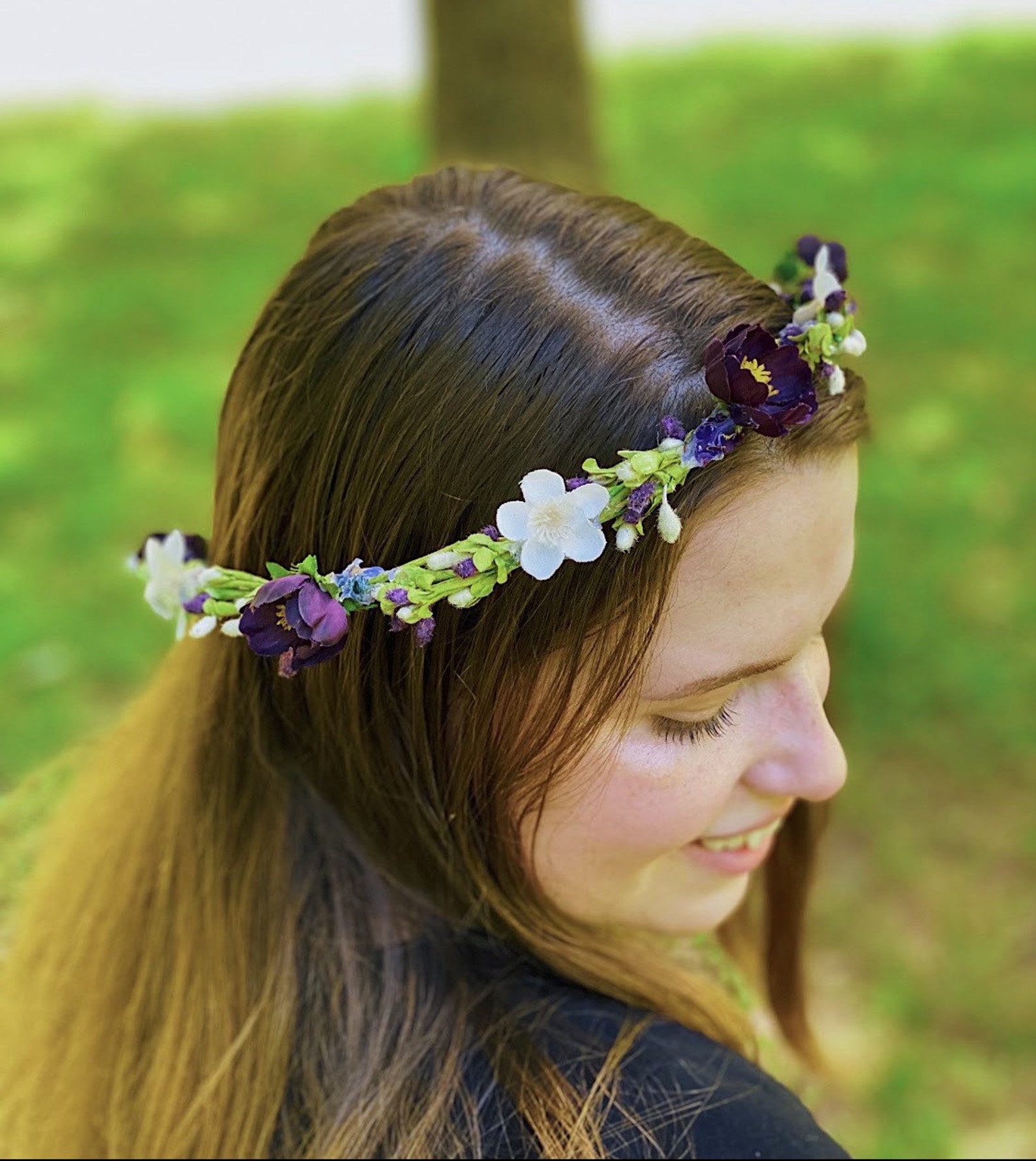 Purple woodland fairy flower crown purple woodland head Etsy