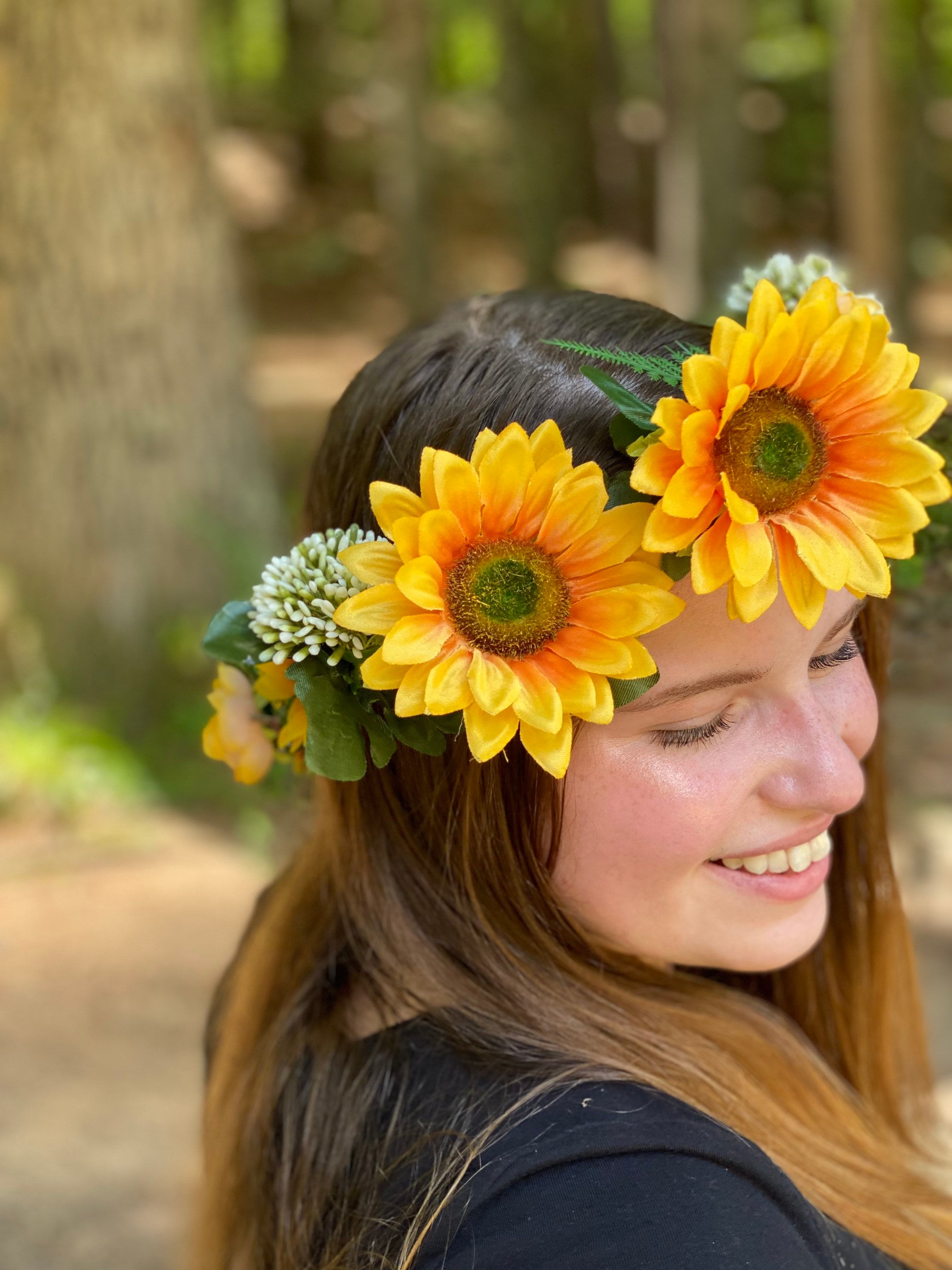Sunflower woodland flower crown sunflower woodland fairy Etsy