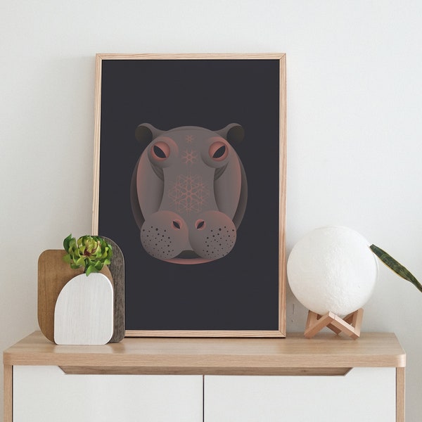 Geometric Hippo Downloadable Poster