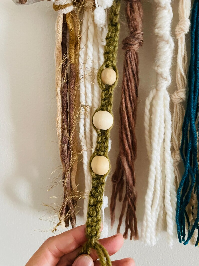 Curated visual reference: Teal Olive Yellow And Earth Tone Macrame Wall Hanging Hippie Photo Inspiration
