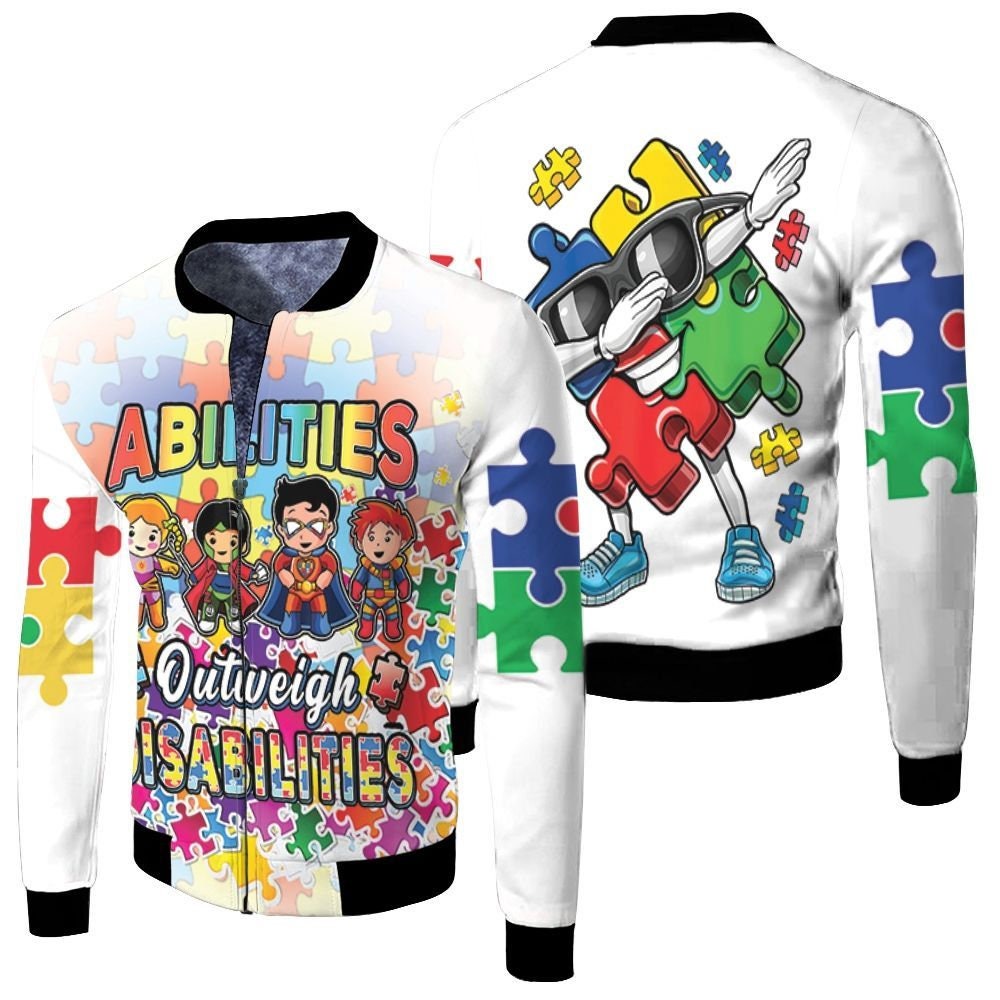 Autism Support Boys Abilities Outweigh Disabilities Men's bomber jacket