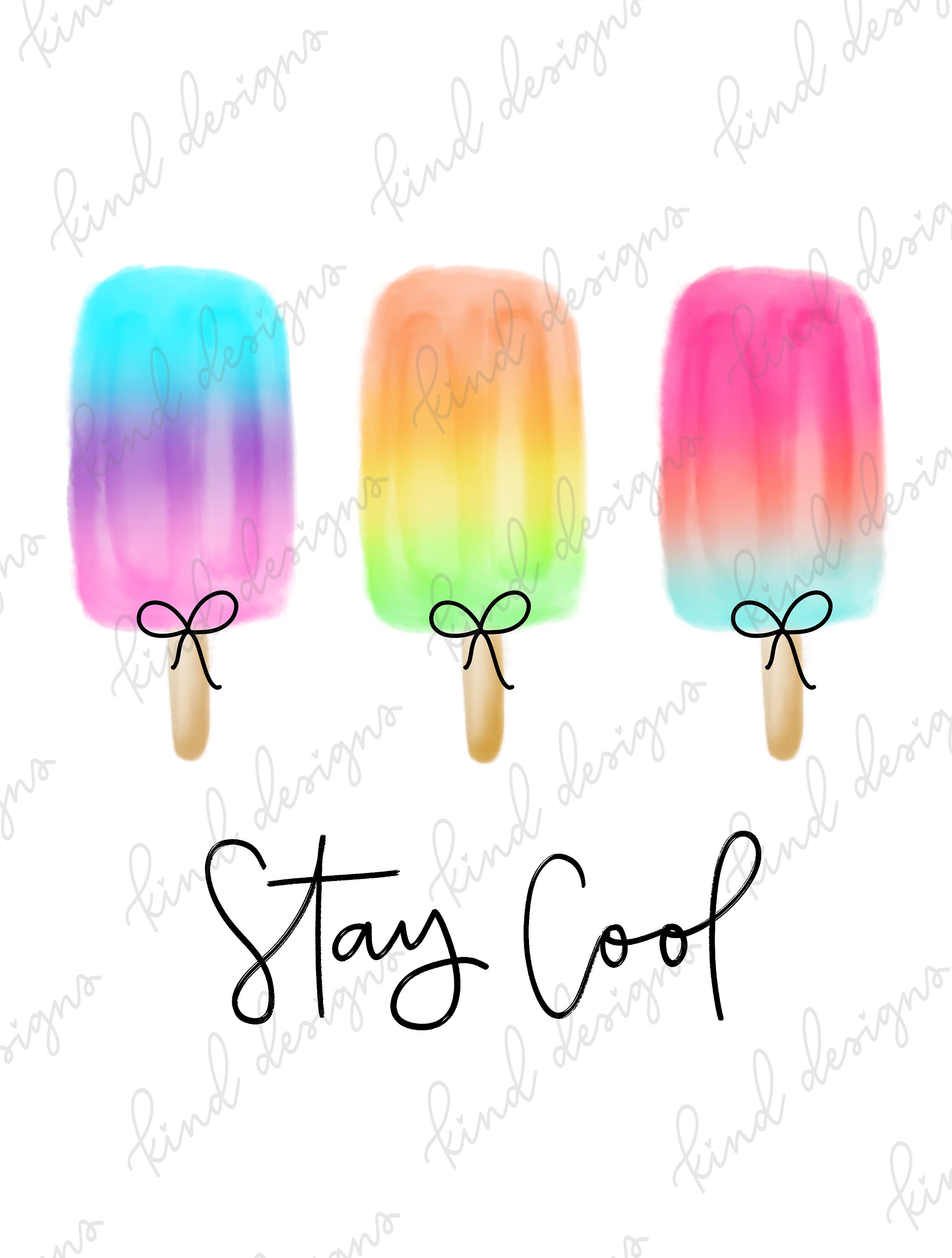 Stay Cool Popsicle Digital Quote Card Printable Quote for Etsy