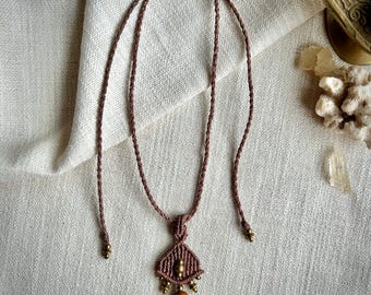 Choker Handmade with Jasper Natural Jewelry Simple Macrame Pendant light Brown Boho Chic Choker Ethnic Style Gipsy Jewellery Simple Outfit