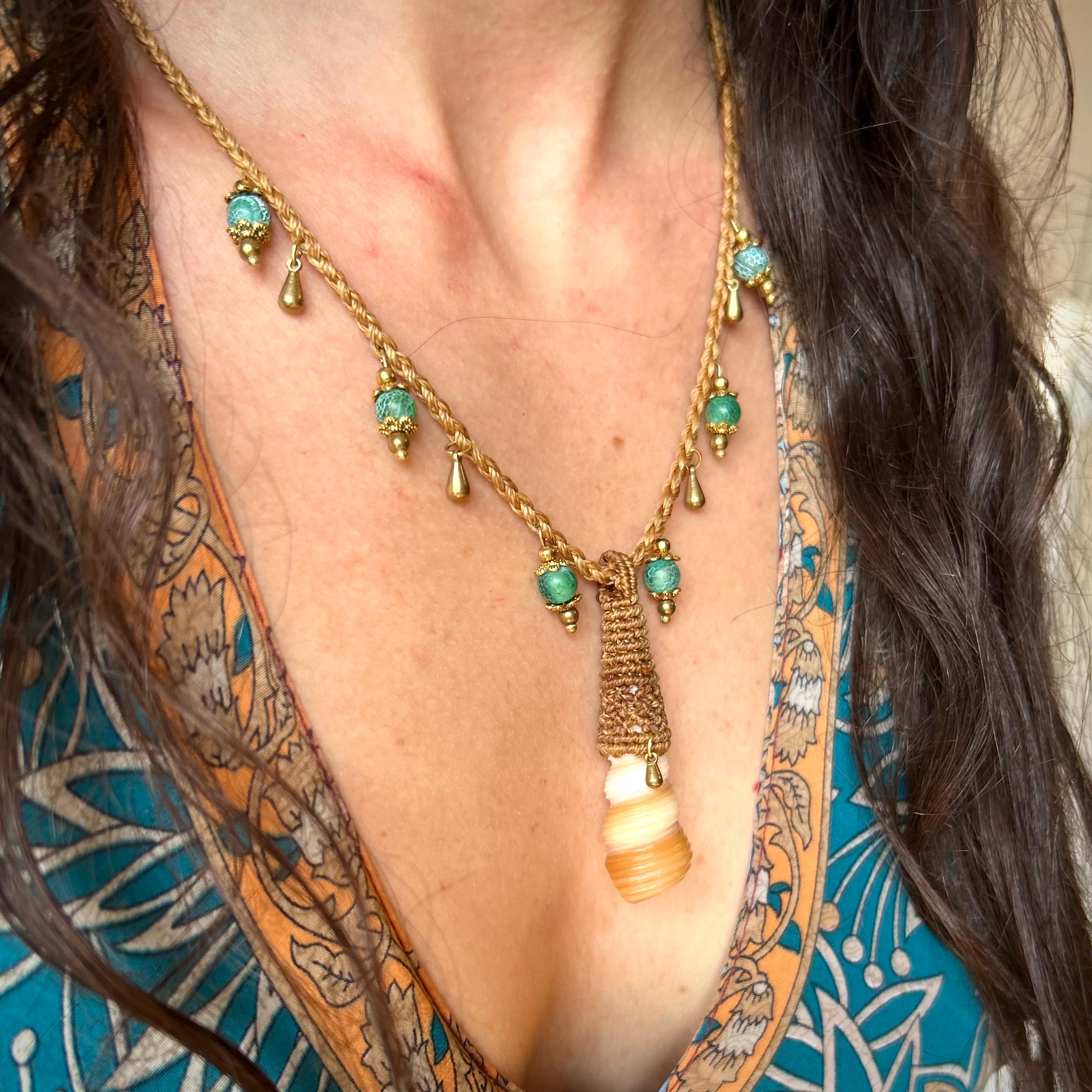 Necklace Seashell Macrame summer elegant Bohemian pendant special occasions turritella sea shell jewelry boho style