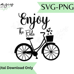 Enjoy the ride bicycle svg, bike with butterflies, bike svg for canvas bag, bicycle t-shirt svg, cute bike with basket, bicycle png