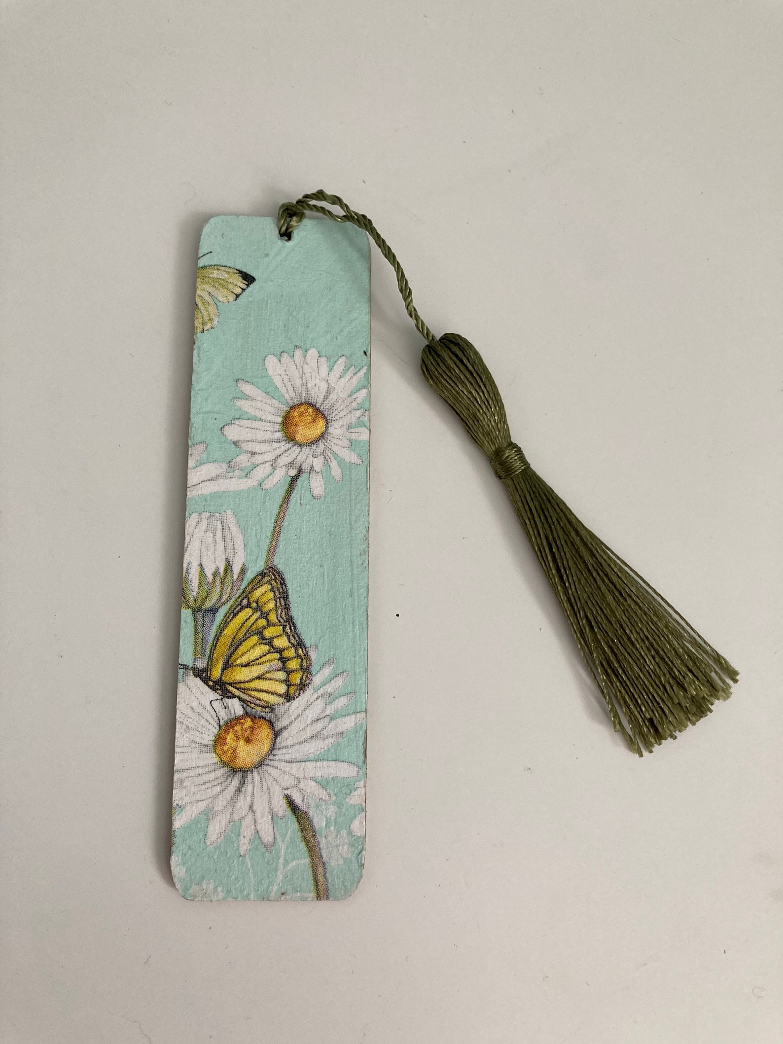 Wooden Decoupage Bookmark with Tassel Floral Roses Daisy Etsy