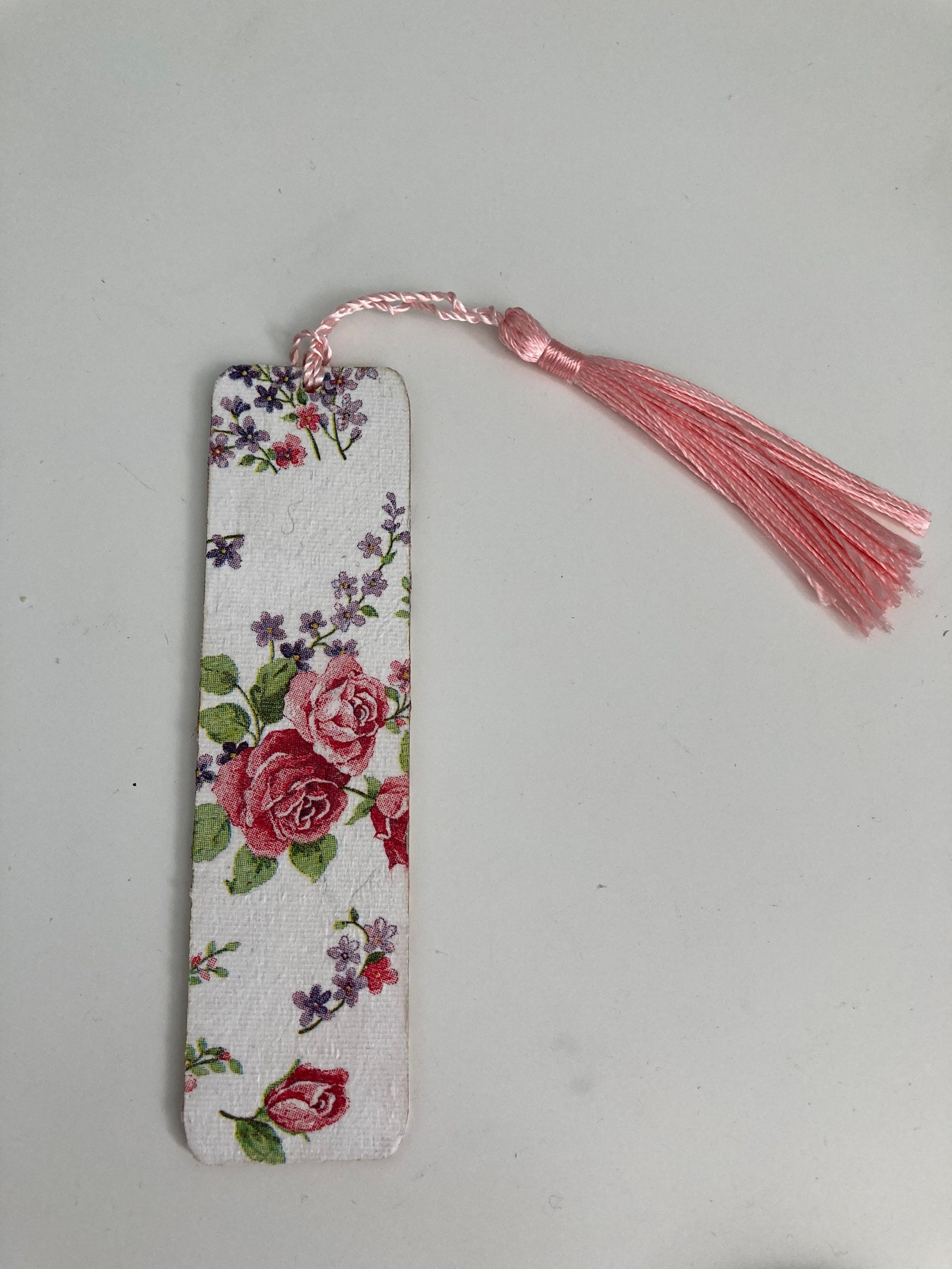 Wooden Decoupage Bookmark with Tassel Floral Roses Daisy Etsy