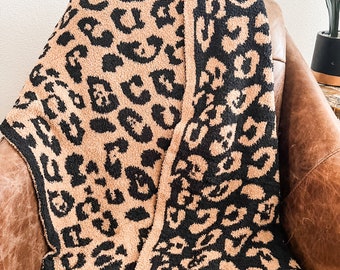 Tan Leopard Blanket / Baby Blanket / Stroller Blanket / Puppy Blanket